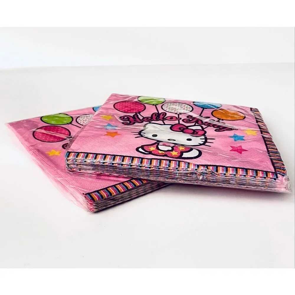 NWT Sanrio 32 Pink HELLO KITTY Balloons 16 Pack(x2) 2 Ply Birthday Paper Napkins